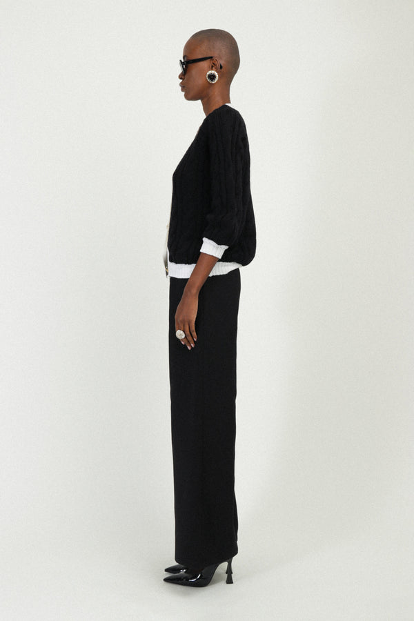 Rowen Rose Bi-color Long Knit Cardigan