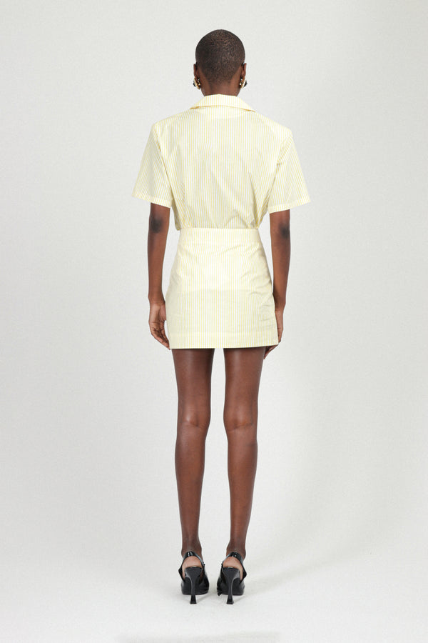 Rowen Rose Cotton Poplin Striped Mini Skirt