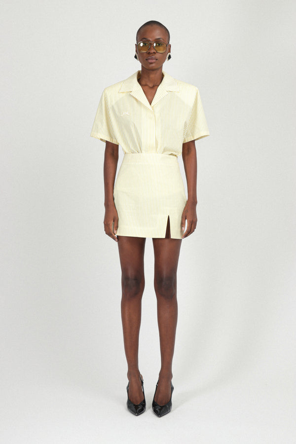 rowen rose Cotton Poplin Striped Mini Skirt