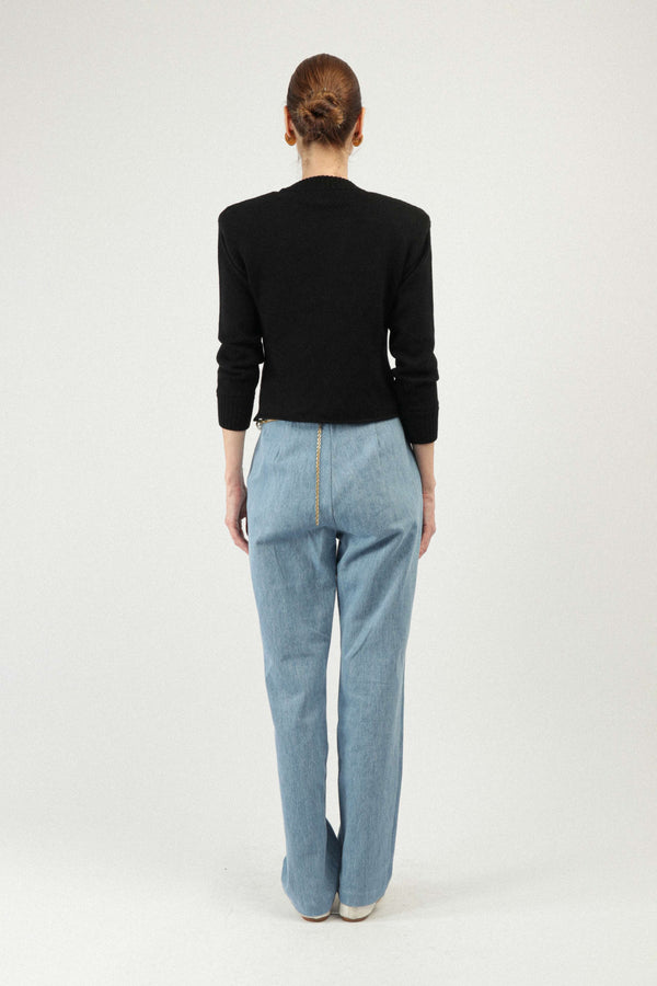 Rowen Rose Cropped Cardigan With Heart Jewel