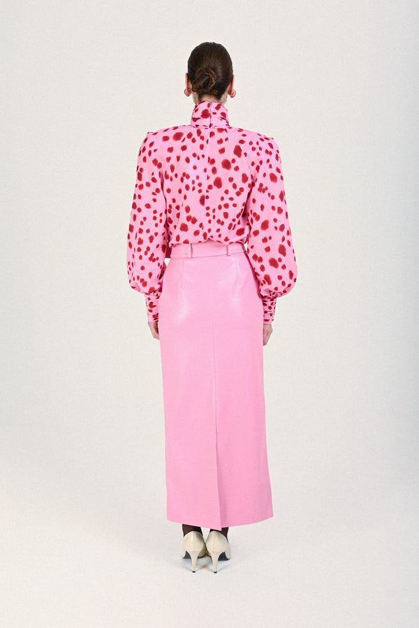 Rowen Rose Dalmatian Blouse With Bow Neck