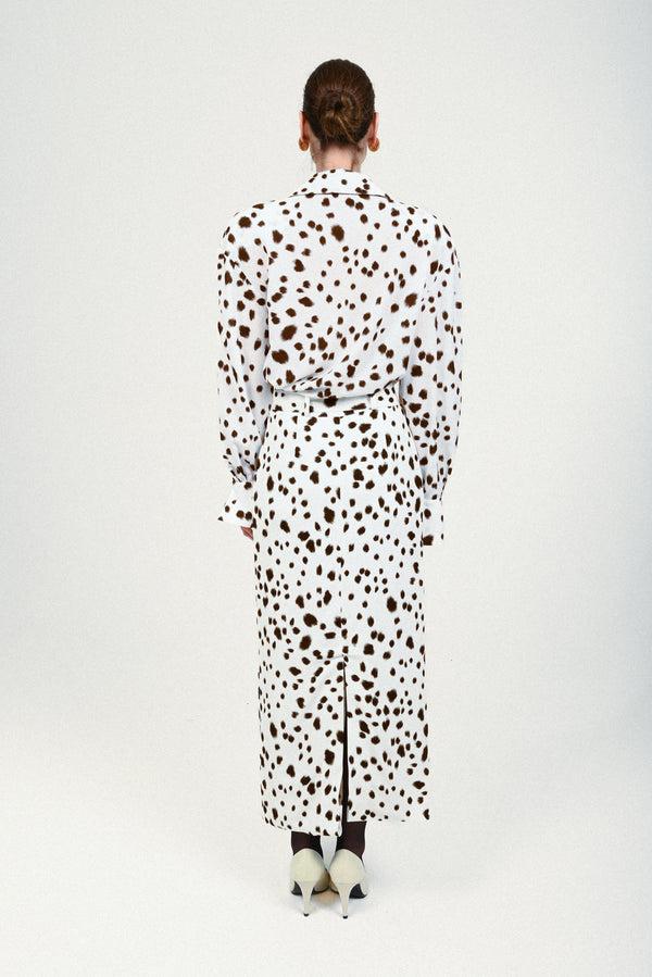 Rowen Rose Dalmatian Long Skirt With Maxi Belt
