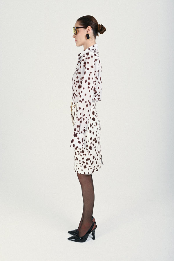 Rowen Rose Dalmatian Midi Skirt With Maxi Belt