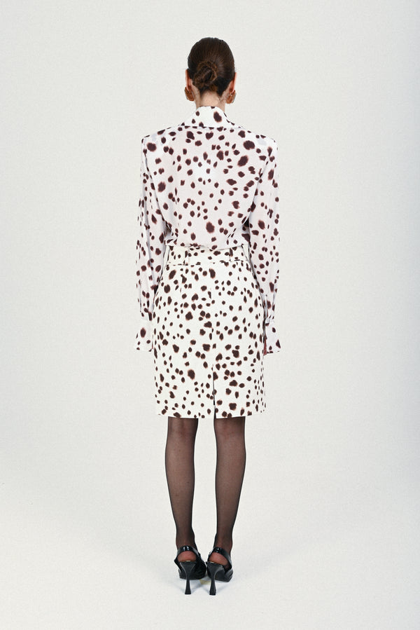 Rowen Rose Dalmatian Midi Skirt With Maxi Belt