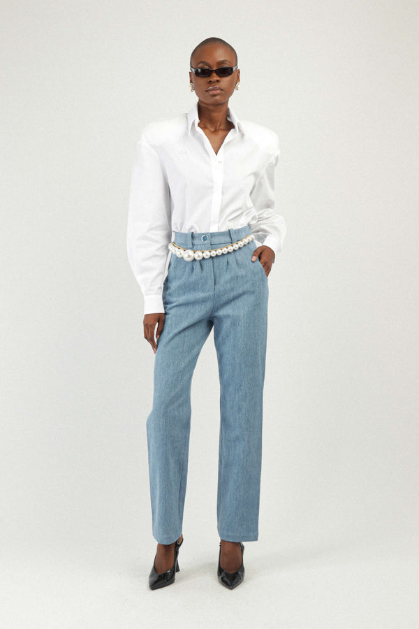 Rowen Rose Denim Cigarette Pants