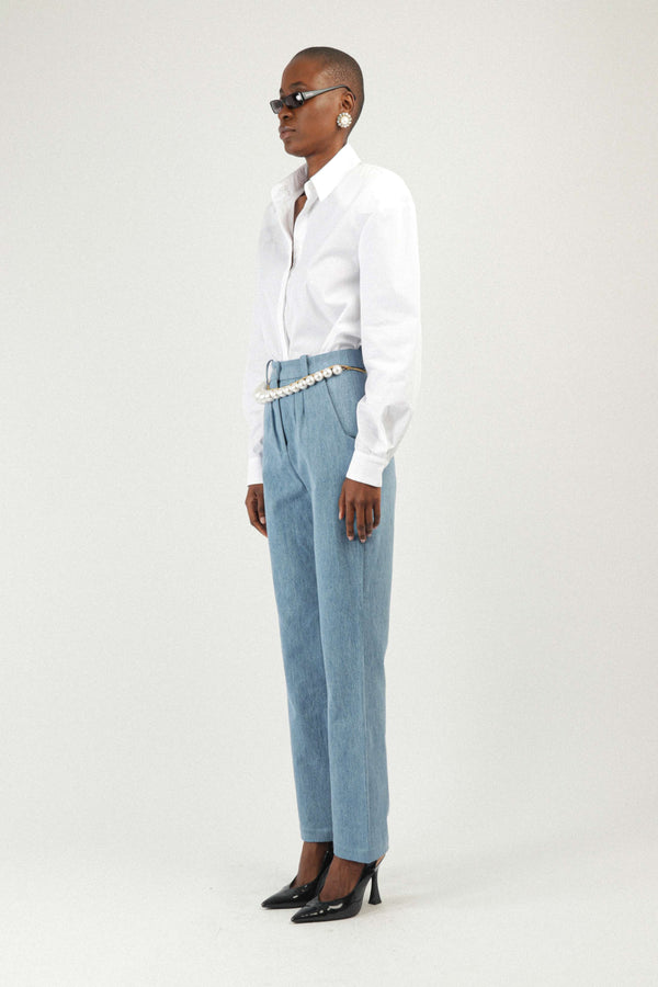Rowen Rose Denim Cigarette Pants