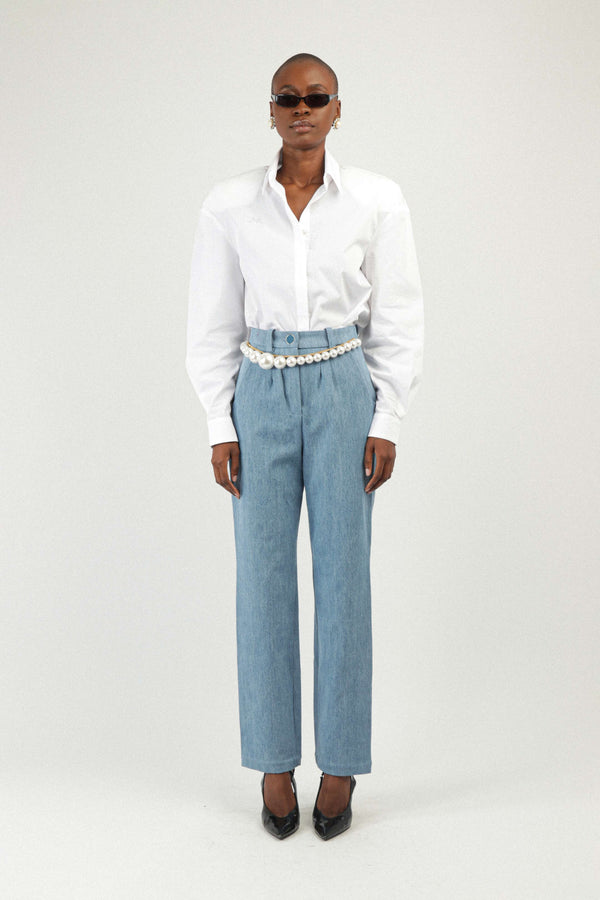 rowen rose Denim Cigarette Pants