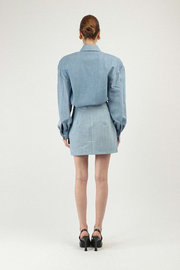 Rowen Rose Denim Mini Skirt With Slit