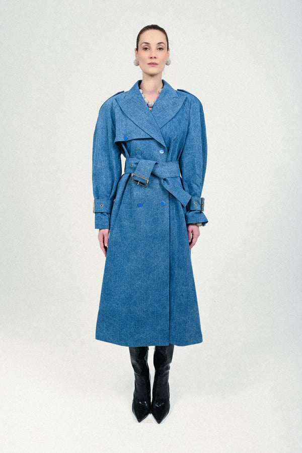 rowen rose Denim Signature Trenchcoat