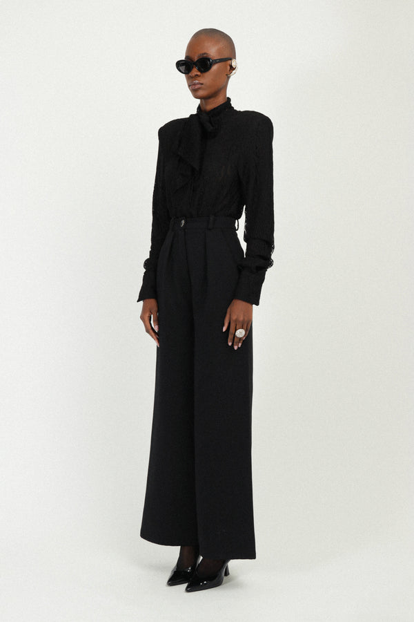 Rowen Rose Double Crepe Pleated Pants