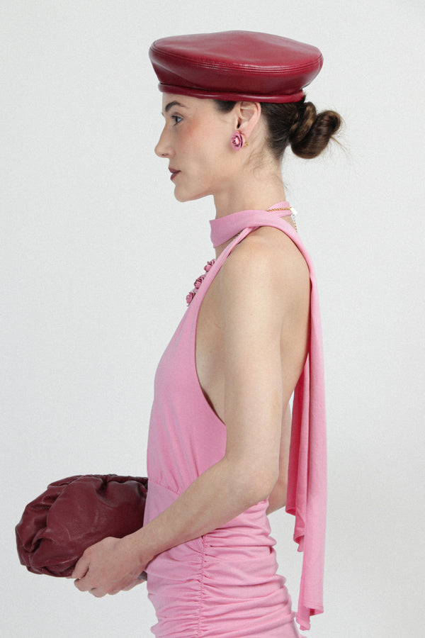 Rowen Rose Eco Leather Beret Hat