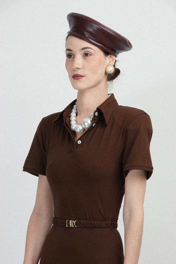 Rowen Rose Eco Leather Beret Hat