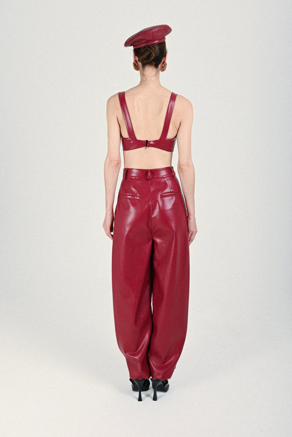 Rowen Rose Eco Leather Carrots Pants