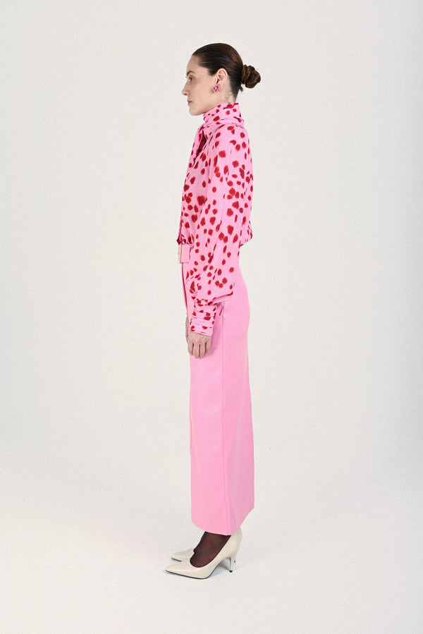 Rowen Rose Eco Leather Long Skirt With Maxi Belt