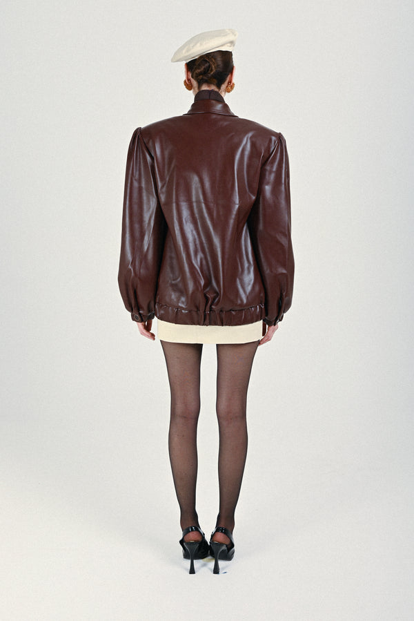 Rowen Rose Eco-leather Short Bomber