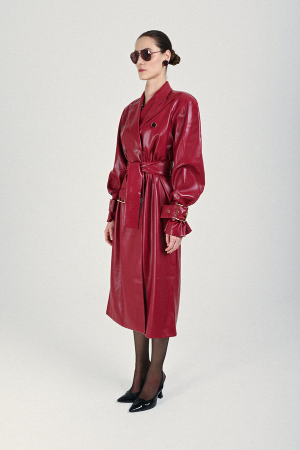 Rowen Rose Eco-leather Signature Trenchcoat