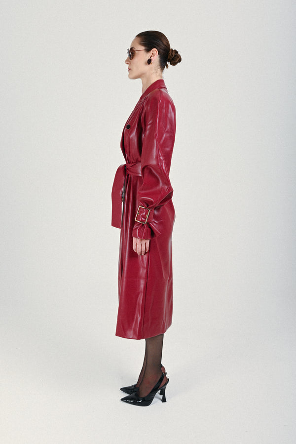 Rowen Rose Eco-leather Signature Trenchcoat