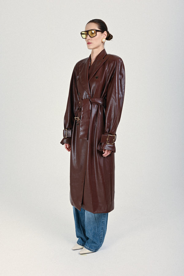 Rowen Rose Eco-leather Signature Trenchcoat