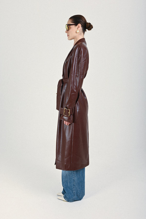 Rowen Rose Eco-leather Signature Trenchcoat