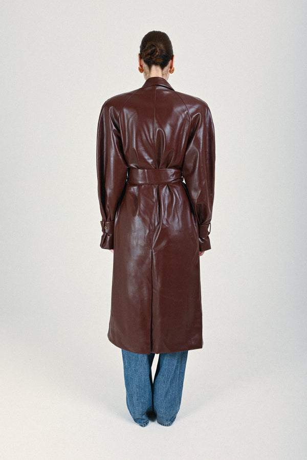 Rowen Rose Eco-leather Signature Trenchcoat