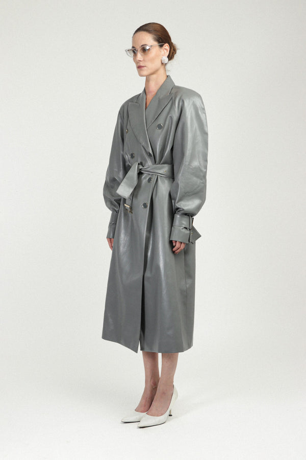 Rowen Rose Eco-leather Signature Trenchcoat
