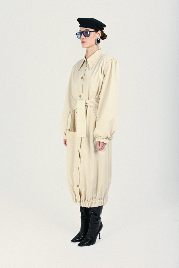 Rowen Rose Gabardine Long Bomber With Belt