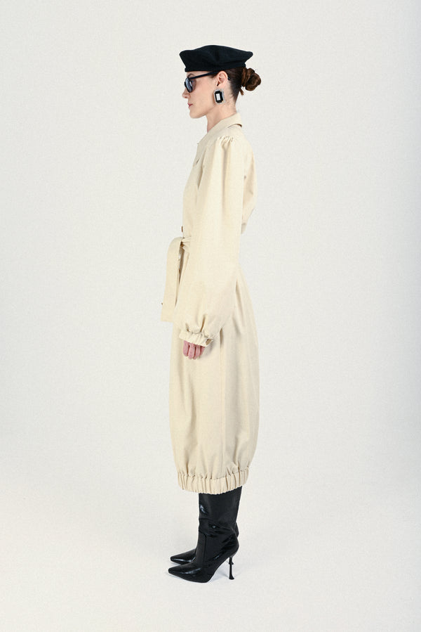 Rowen Rose Gabardine Long Bomber With Belt