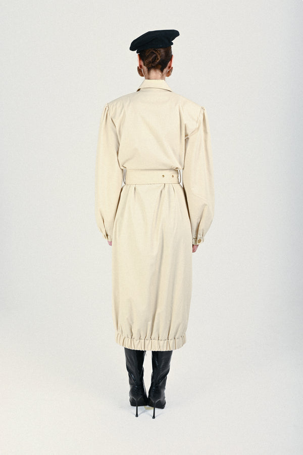 Rowen Rose Gabardine Long Bomber With Belt