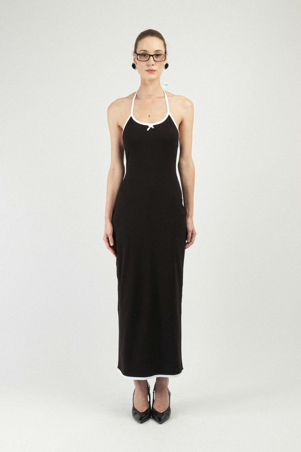 rowen rose Jersey Backless Dress with Rose Detail