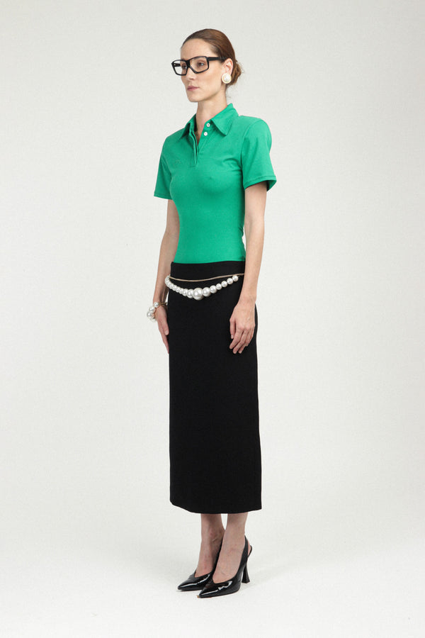 Rowen Rose Jersey Polo With Shoulder Pads