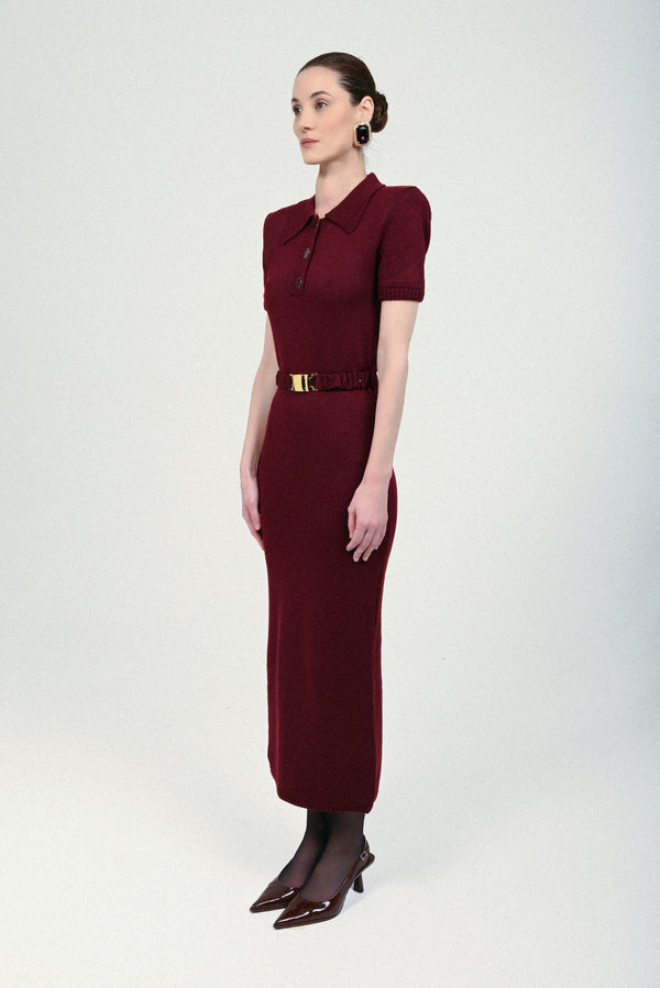 Rowen Rose Knit Short Sleeves Jersey Polo Dress