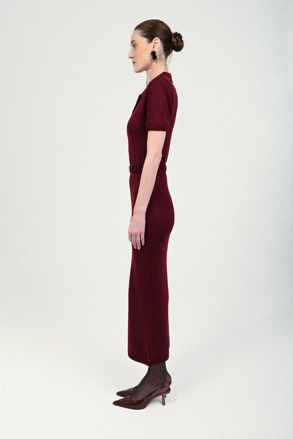 Rowen Rose Knit Short Sleeves Jersey Polo Dress