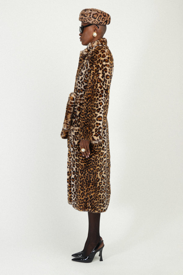 Rowen Rose Leopard Faux Fur Coat