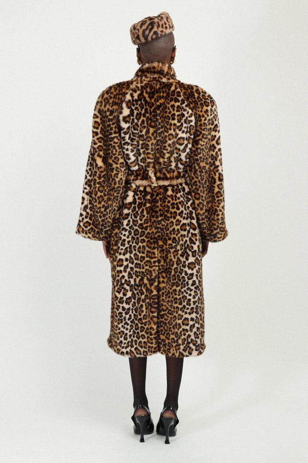 Rowen Rose Leopard Faux Fur Coat