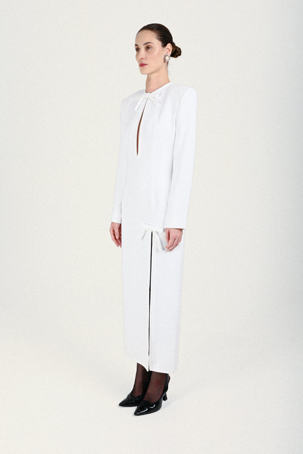 Rowen Rose Long Dress With Bow Details