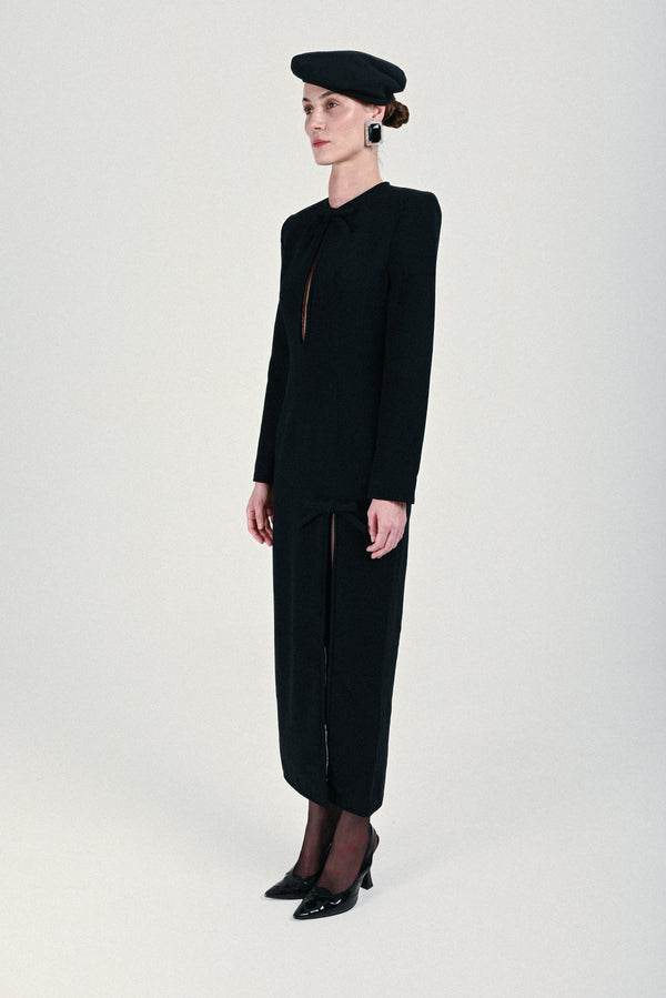 Rowen Rose Long Dress With Bow Details