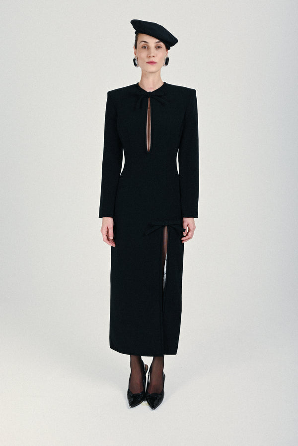 rowen rose Long Dress with Bow Details