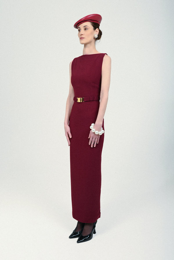 Rowen Rose Long Dress With Straight Neckline