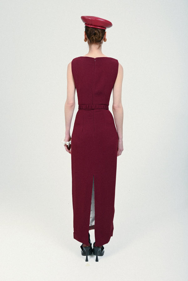 Rowen Rose Long Dress With Straight Neckline