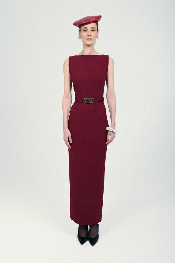 rowen rose Long Dress with Straight Neckline