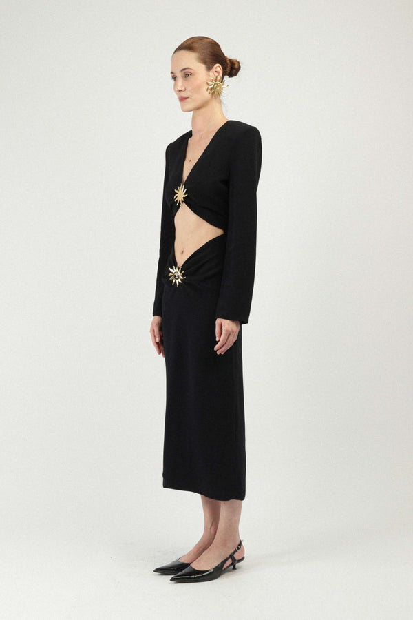 Rowen Rose Long Dress With Sun Jewels Details