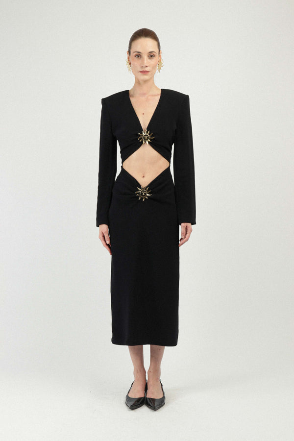 rowen rose Long Dress with Sun Jewels Details