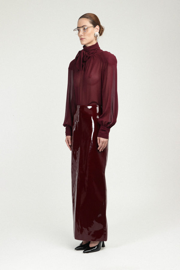 Rowen Rose Long Skirt In Vinyle