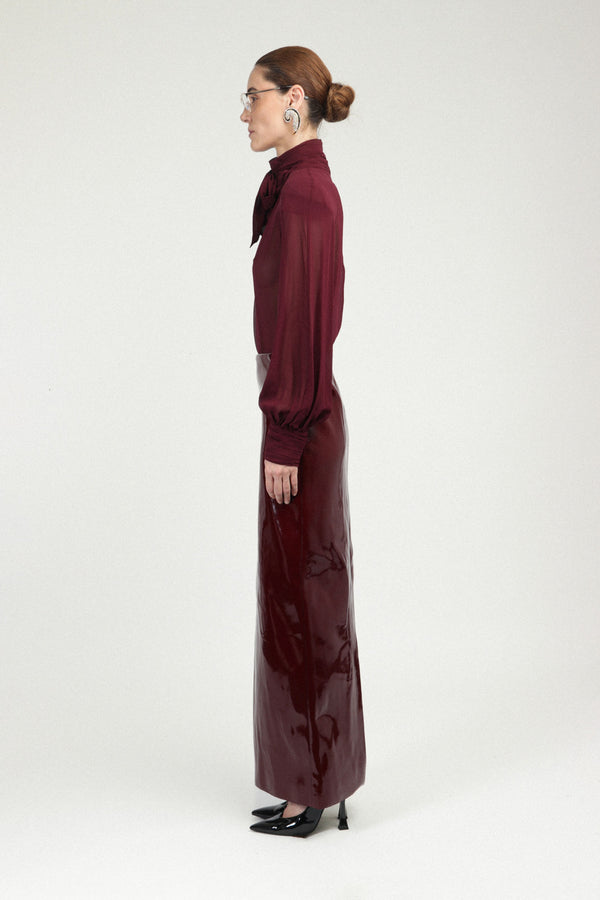 Rowen Rose Long Skirt In Vinyle