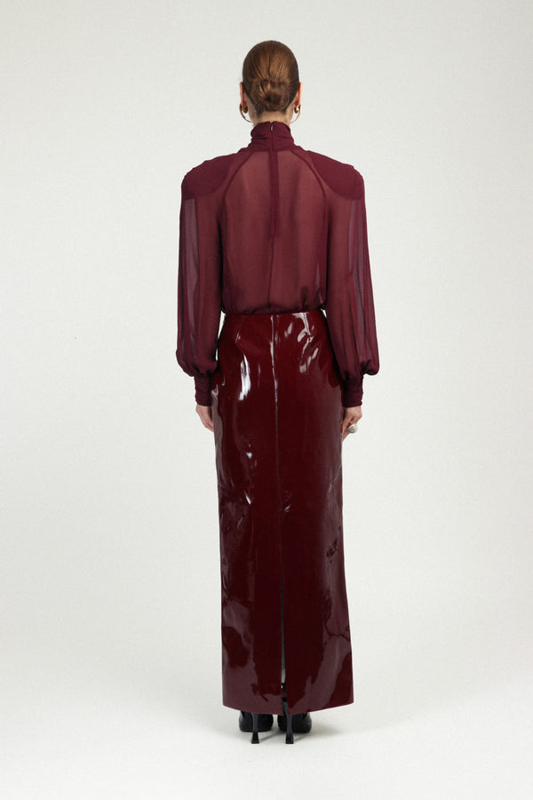 Rowen Rose Long Skirt In Vinyle