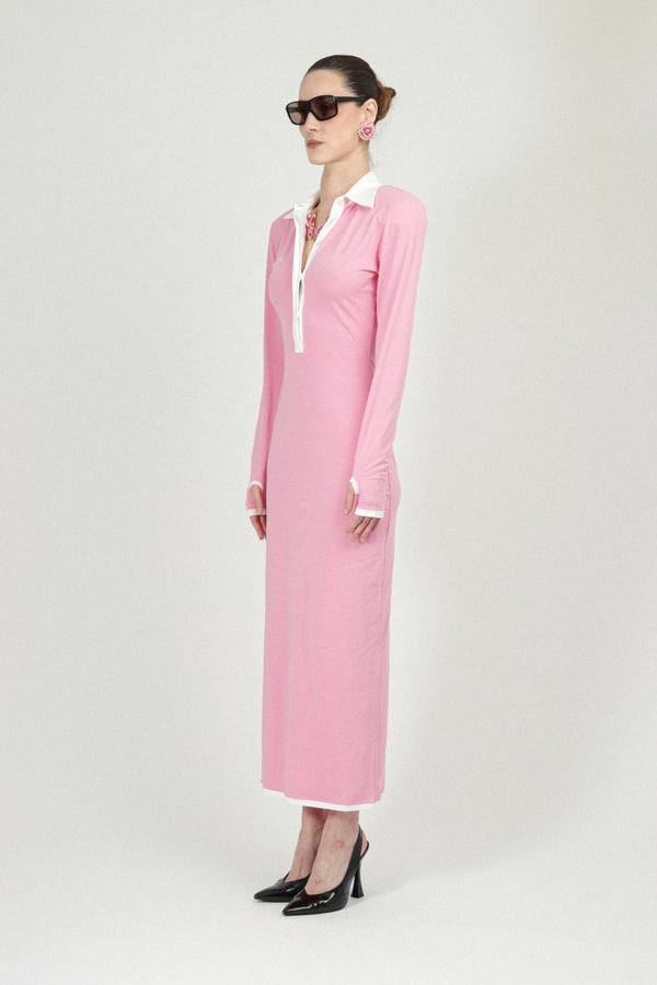 Rowen Rose Long Sleeves Jersey Polo Dress
