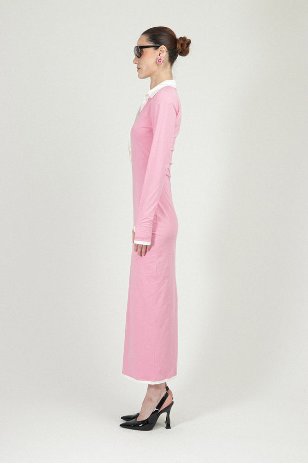 Rowen Rose Long Sleeves Jersey Polo Dress