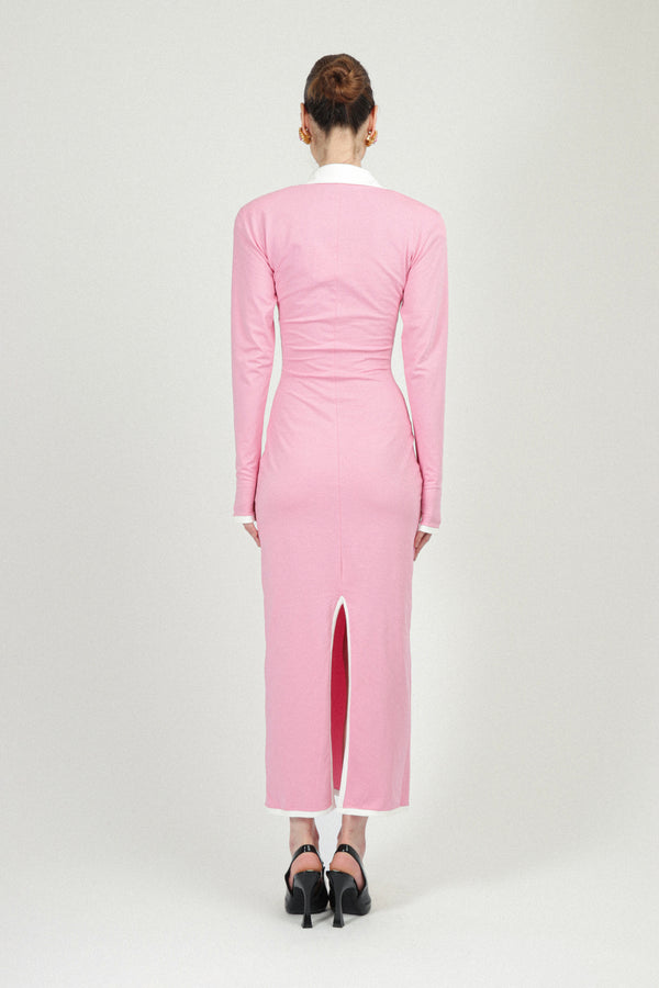 Rowen Rose Long Sleeves Jersey Polo Dress