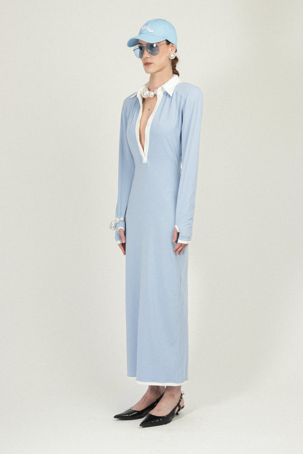 Rowen Rose Long Sleeves Jersey Polo Dress