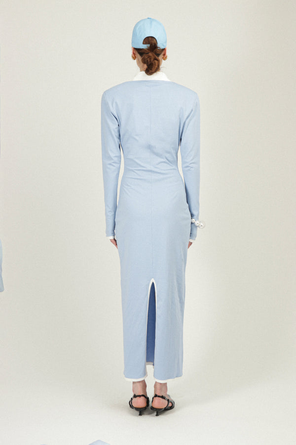 Rowen Rose Long Sleeves Jersey Polo Dress